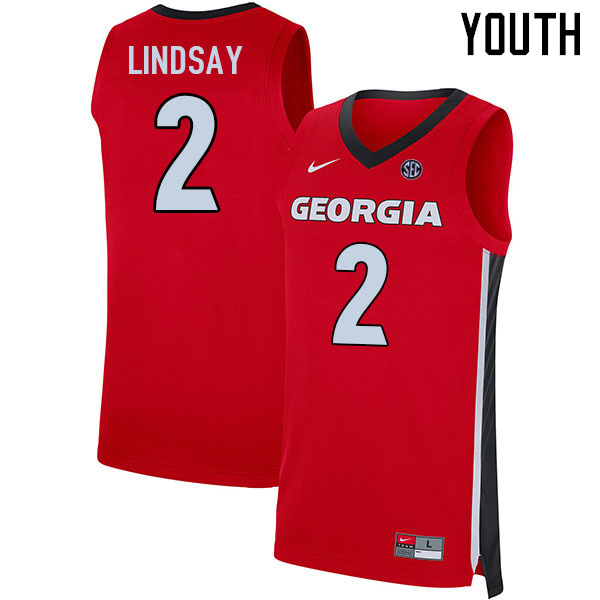 Youth #2 KyeRon Lindsay Georgia Bulldogs College Basketball Jerseys Sale-Red